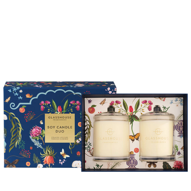 GLASSHOUSE FRAGRANCES Country Couture Triple Scented Soy Candle Duo