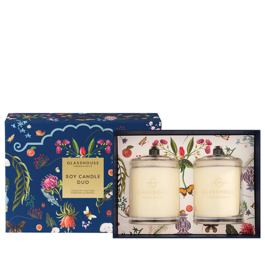 GLASSHOUSE FRAGRANCES Country Couture Triple Scented Soy Candle Duo