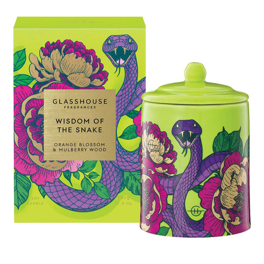 GLASSHOUSE FRAGRANCES Wisdom of the Snake 380g Triple Scented Soy Candle